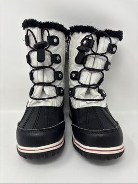 USED - Totes Makenzie Black & White Kids Snow Boots - Size 13